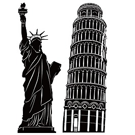 印花矢量圖 建筑 塔 雕塑 色彩 免費(fèi)素材