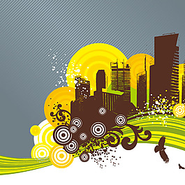 印花矢量圖 建筑 高樓 動物 色彩 免費(fèi)素材