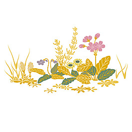 印花矢量圖 毛衫印花 優(yōu)雅植物花卉 色彩 黃色 免費素材