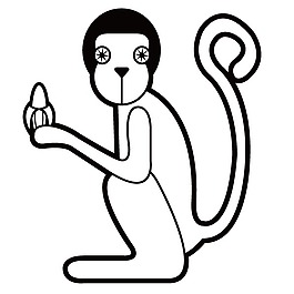 印花矢量圖 動(dòng)物 猴 色彩 黑白色 免費(fèi)素材