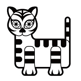 印花矢量圖 動物 虎 色彩 黑白色 免費素材