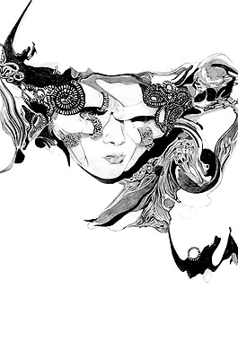 位圖 色彩 插畫 抽象人物 黑白色 免費素材