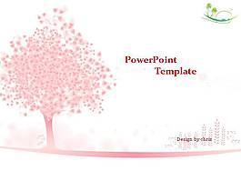 粉紅色小樹PPT模板