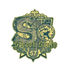 印花矢量圖 徽章標(biāo)記 色彩 綠色 黃色 免費(fèi)素材