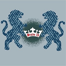 印花矢量圖 動物 獅子 色彩 灰色 免費素材