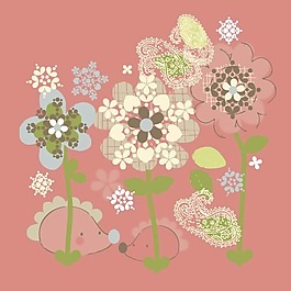 印花矢量圖 色彩 粉紅色 綠色 灰色 免費素材