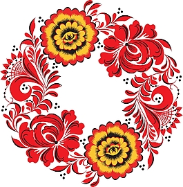 紅色花邊黃色花朵