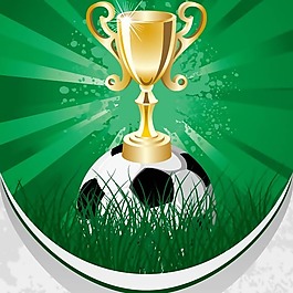印花矢量圖 足球 獎杯 色彩 綠色 免費素材