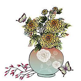 印花矢量圖 優(yōu)雅植物花卉 菊花 色彩 灰色 免費(fèi)素材