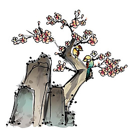印花矢量圖 優(yōu)雅植物花卉 樹 色彩 灰色 免費(fèi)素材