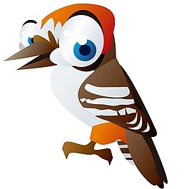 印花矢量圖 鳥類 可愛卡通 色彩 黑白色 免費素材