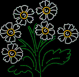 燙鉆 植物花卉 色彩 黑白色 綠色 免費素材