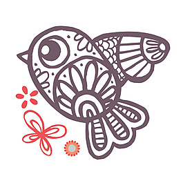 印花矢量圖 鳥(niǎo)類 可愛(ài)卡通 色彩 紅色 免費(fèi)素材