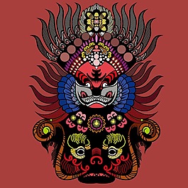 印花矢量圖 民族 色彩 紅色 藍色 免費素材
