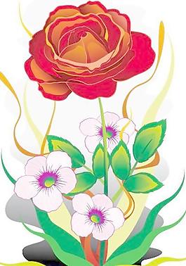 明亮的紅色花的插圖