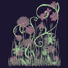 印花矢量圖 優(yōu)雅植物花卉 花 葉子 色彩 免費素材