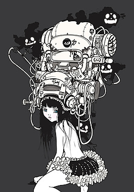 位圖 人物 少女 色彩 黑色 免費(fèi)素材