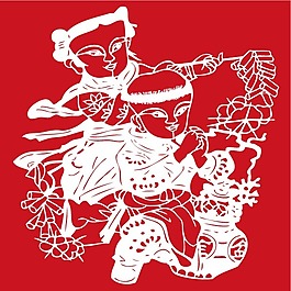 印花矢量圖 人物 色彩 白色 紅色 免費素材