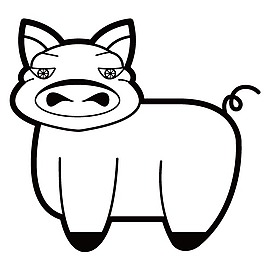 印花矢量图 动物 猪 色彩 黑白色 免费素材
