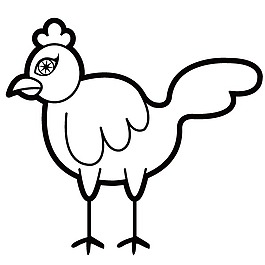 印花矢量圖 動物 雞 色彩 黑白色 免費素材