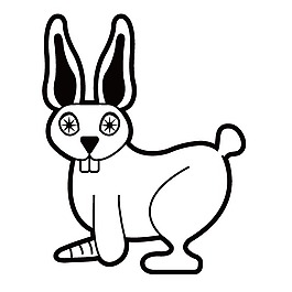 印花矢量圖 動物 兔子 色彩 黑白色 免費(fèi)素材