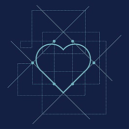 印花矢量圖 心形 幾何圖案 色彩 藍色 免費素材