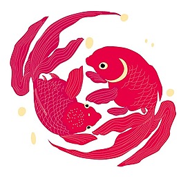 印花矢量圖 動物 魚 海洋生物 紅金魚 免費素材