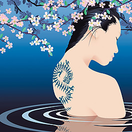 位圖 人物 女人 梅花 色彩 免費素材