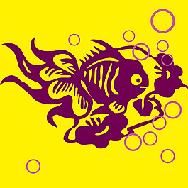 印花矢量图 动物 金鱼 海洋生物 色彩 免费素材