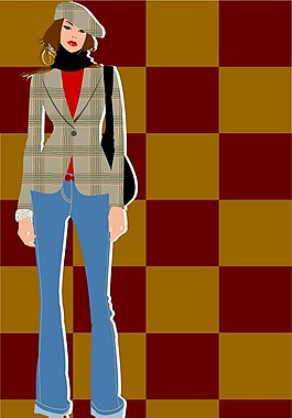 印花矢量圖 人物 少女 色彩 五顏六色 免費(fèi)素材