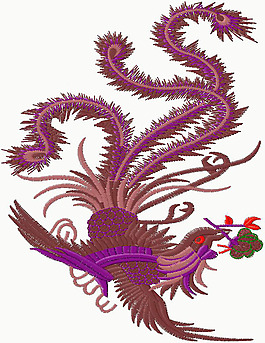 繡花 動物 鳳凰 色彩 紫色 免費(fèi)素材
