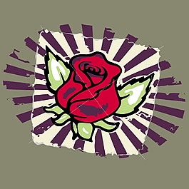 印花矢量圖 色彩 灰色 紅色 玫瑰花 免費素材
