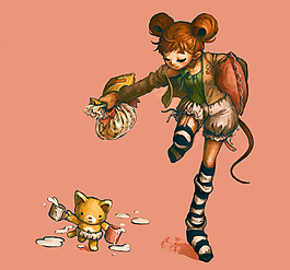 位圖 動物 人物 少女 色彩 免費(fèi)素材