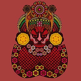 印花矢量圖 民族 色彩 紅色 黃色 免費素材