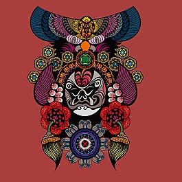 印花矢量圖 民族 色彩 紅色 綠色 免費(fèi)素材