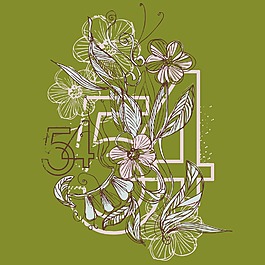 印花矢量圖 色彩 綠色 文字 英文 免費素材