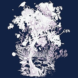 印花矢量圖 樹 色彩 白色 藍色 免費素材