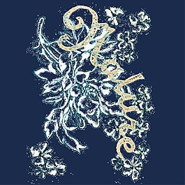 印花矢量圖 文字 英文 花卉 藍色 免費素材