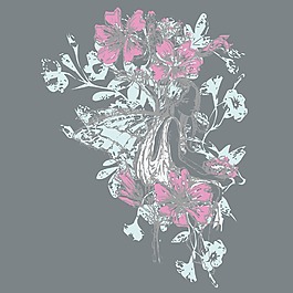 印花矢量圖 優(yōu)雅植物 抽象花卉花卉 色彩 灰色 免費(fèi)素材