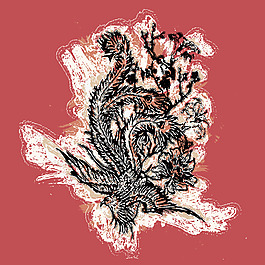 印花矢量圖 動(dòng)物 鳥(niǎo)類 鳳凰 色彩 免費(fèi)素材