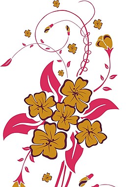 印花矢量圖 優(yōu)雅植物 花朵 色彩 黃色 免費(fèi)素材
