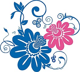 印花矢量圖 優(yōu)雅植物 花 色彩 藍(lán)色 免費(fèi)素材