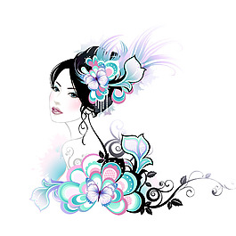 印花矢量圖 抽象人物 美女 人物 免費(fèi)素材