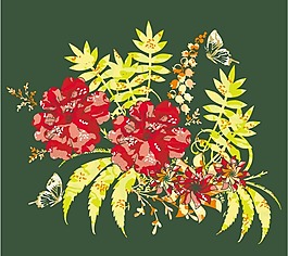 印花矢量圖 優(yōu)雅植物 草 花 色彩 免費(fèi)素材