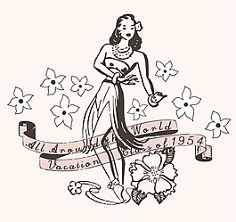 印花矢量圖 花 人物 女人 美女 免費(fèi)素材