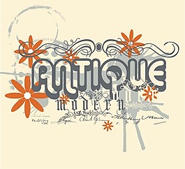 印花矢量图 花 英文 牙色 橘黄色 免费素材