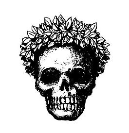 印花矢量圖 黑白色 骷髏 花圈 朋克風(fēng)格 免費(fèi)素材
