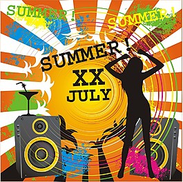 印花矢量圖 音樂元素 女人 音響 英文 免費(fèi)素材