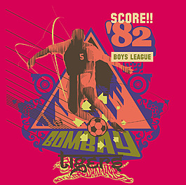 印花矢量圖 人物 運動 足球 花紋 免費素材