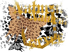 印花矢量圖 文字 英文 色彩 棕色 免費(fèi)素材